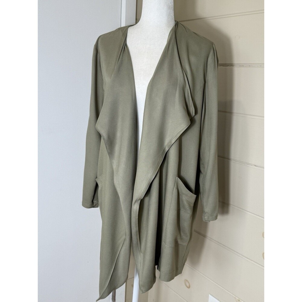 SOPHIE RUE Open Cardigan Sweater Olive Green Lightweight Large Capsule NWT